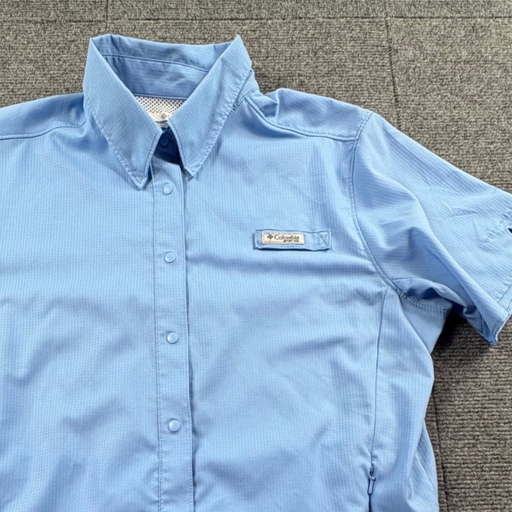 Columbia PFG Mens Blue Short Sleeve Fishing Shirt Ripstop Ventilated Medium
